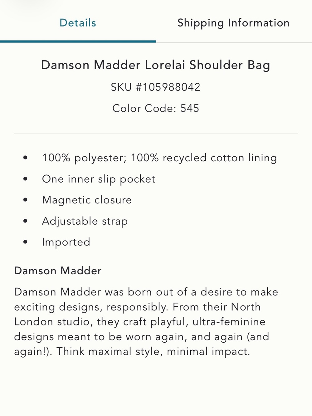 Damson Madder Lorelai Shoulder Bag 460 - Picture 10 of 11